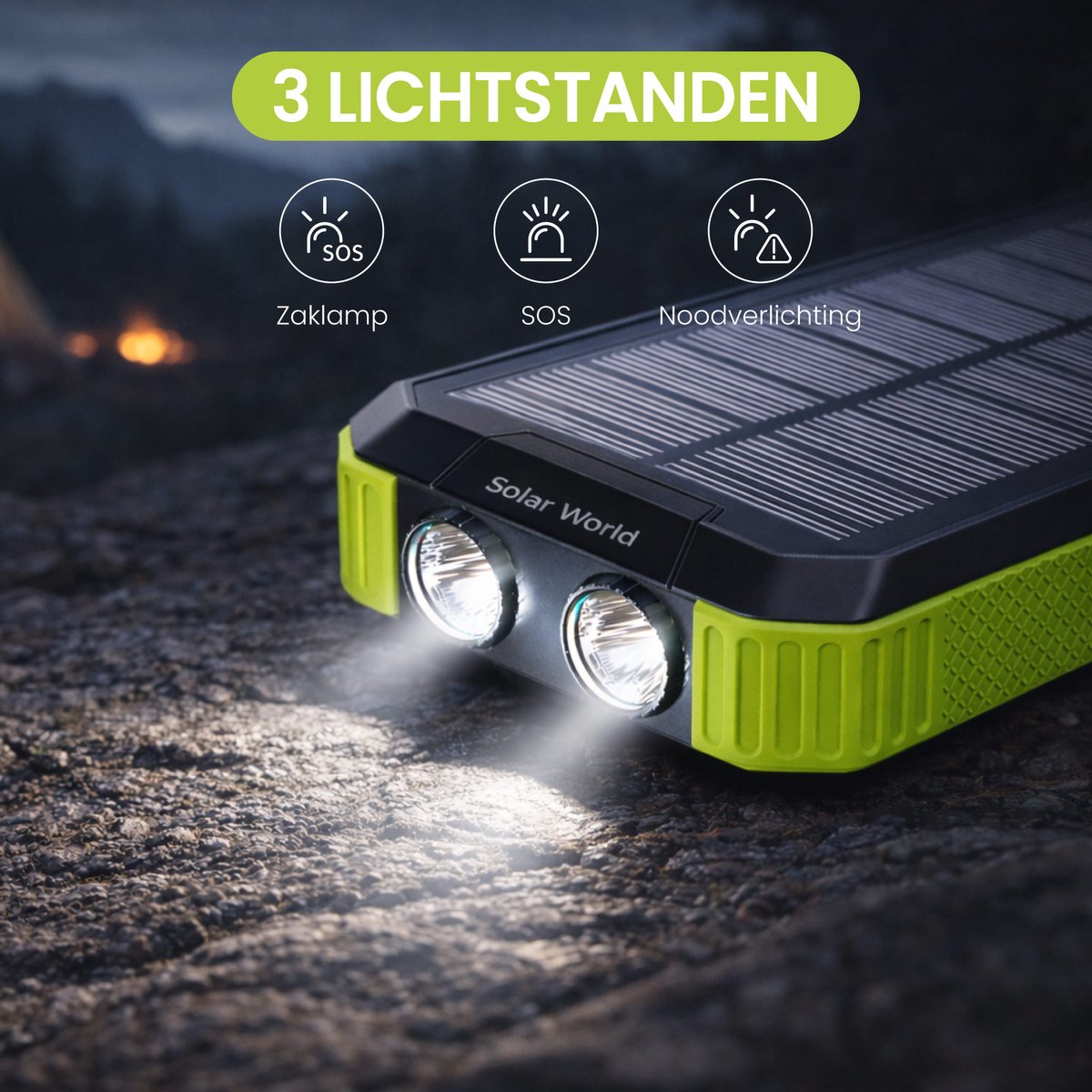 Solar Powerbank Charger - USB A, USB C - afbeelding 2