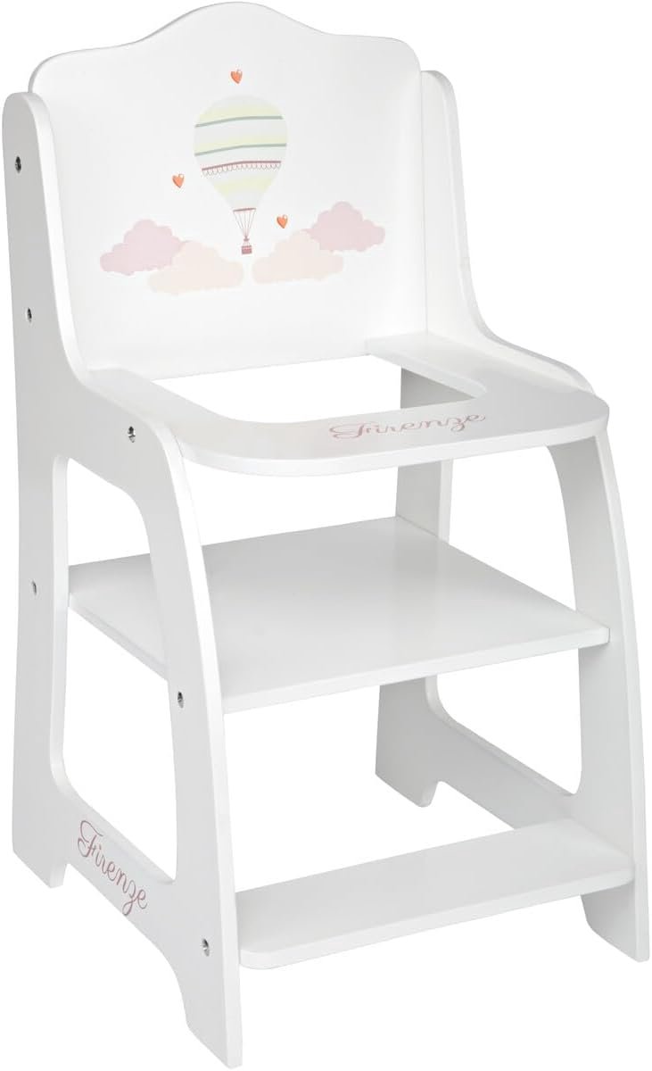 Kinderstoel Poppen - Poppenstoel Speelgoed - Poppen Verzorgen - Met Patroon - 26 x 28 x 49 cm - Wit