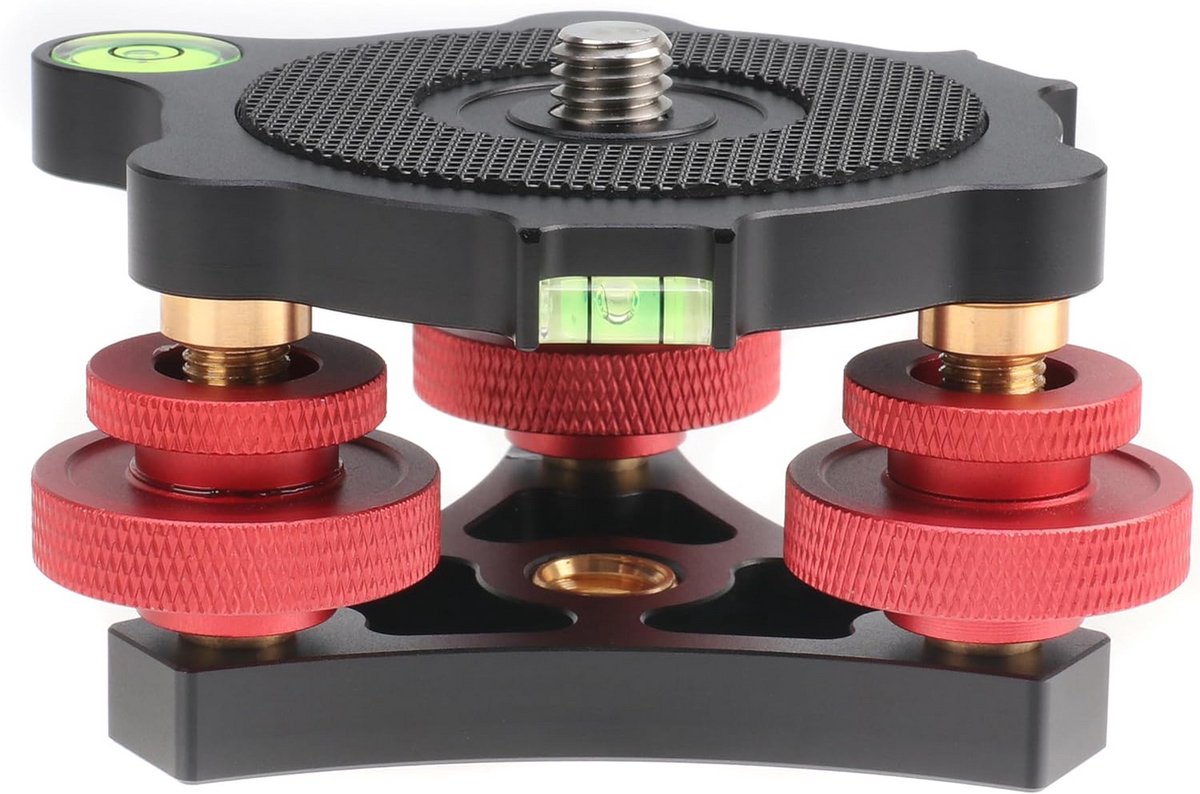 Statief Basis Station - Nivellerende Basis - Perfecte Horizontaal - Fijnafstelling 10 Graden - 3/8 Inch Schroefdraad - Zwart