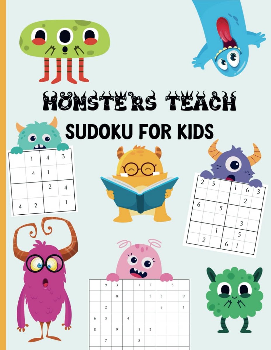 Sudoku Puzzelboek - Kinderspelletjes Logica - Leren Puzzelen - Monster Thema - 21x28 cm