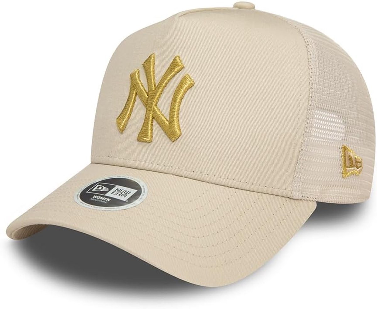 Trucker Cap Dames Beige Goud Verstelbaar met Gebogen Klep