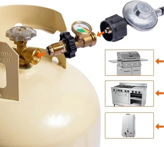 Propaantank Adapter met Niveau-indicator en Lekdetectie - Veilig Gasniveau Meten — afbeelding 5