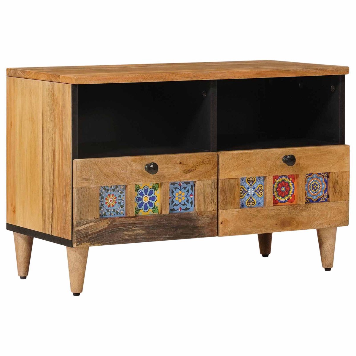 vidaXL - TV - Kast - met - lade - Naturel - 70 - x - 33 - x - 46 - cm - Massief - Mango - Hout