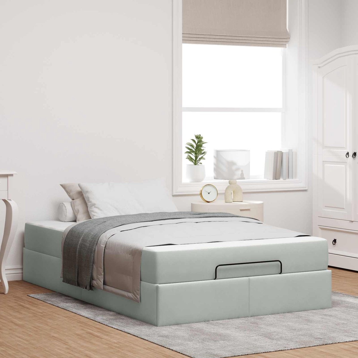 vidaXL - Bedframe - met - matras - 2 - st - Lichtgrijs - Fluweel