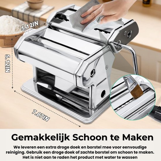 Pastamachine Set Handmatige Pastamaker Van RVS - Pasta Maker Met Houten Handvat Voor Verse Pasta & Ravioli - Pastamachine Incl. Pasta Tools - Keukengerei Cadeau Voor Housewarming Of Kookliefhebbers van Merkloos — afbeelding 3