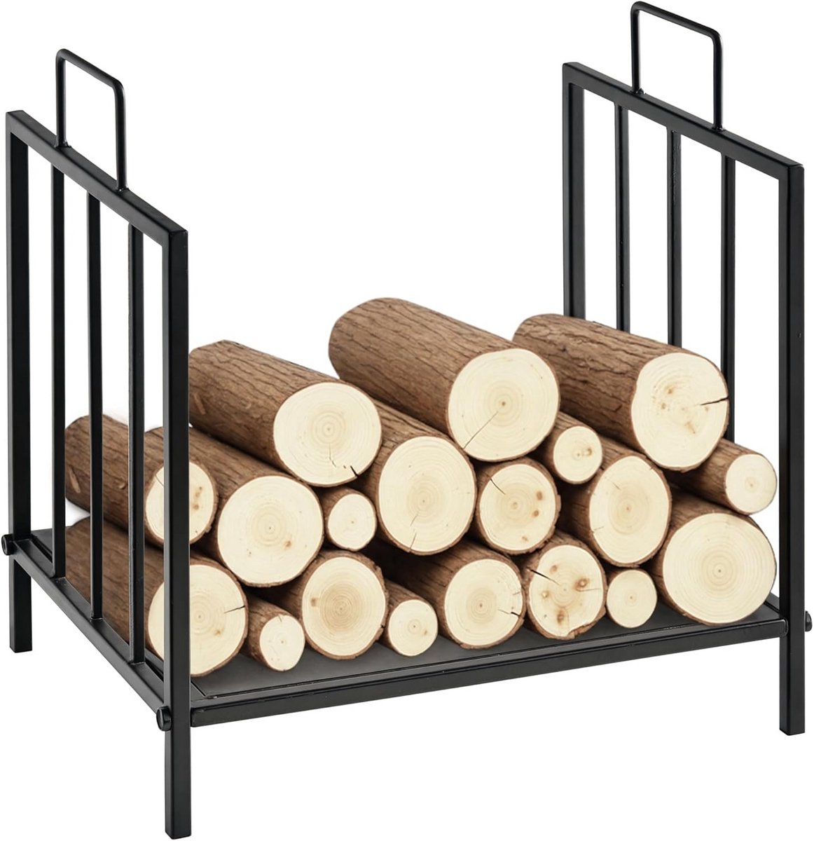 Design Haardhouthouder - Compacte en Duurzame Metalen Brandhoutstandaard - Zwart