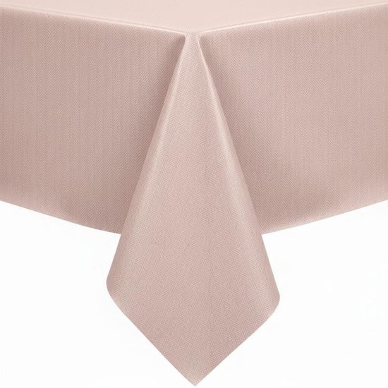 Protecttable - Nappe cirée Lin Ondulé Rose Pastel 140x250cm - Nappe Lavable - Plastique