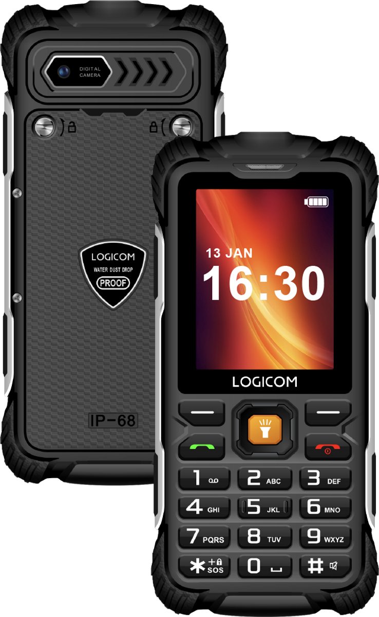 Logicom - Xtrem 60 - Outdoor GSM Telefoon - 2.4'' Scherm - 4G - Dual SIM - IP68 Waterdicht & Schokbestendig - Zaklamp - 3000 mAh