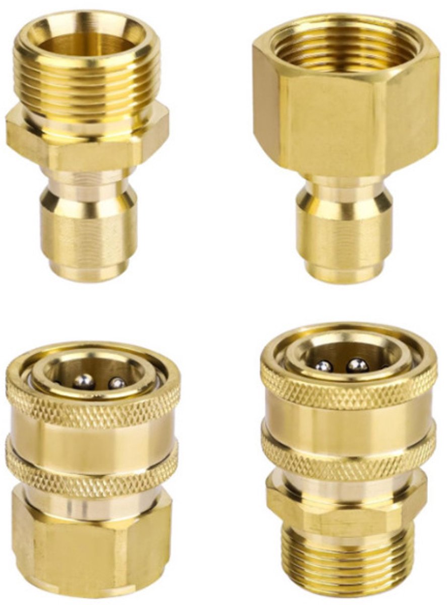 Hogedrukreinigermachine adapterset, snelkoppelingsset, koppeling, snelkoppeling man-vrouw, reinigerconnector, hogedrukreinigermachine accessoire, 3/8, stijl 5