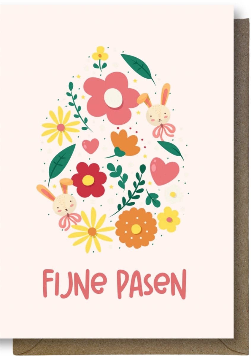 Luxe Vrolijk Pasen Wenskaart - Paaskaart - 12 x 17 cm - gevouwen kaart Inclusief gekleurde envelop