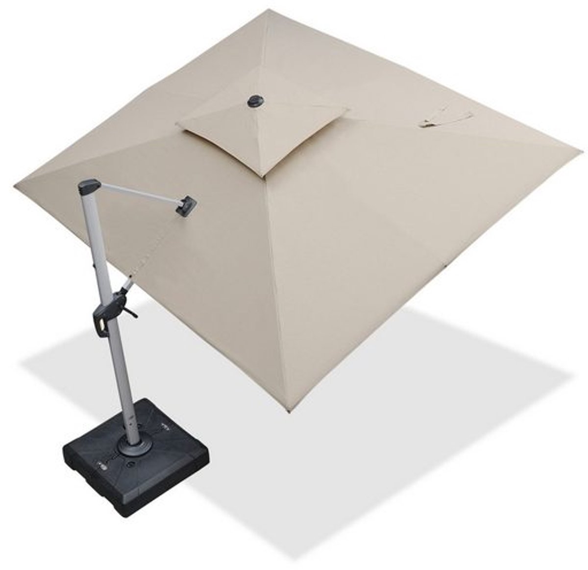 PURPLE LEAF Vierkant Parasol – Dubbel Top – 360 °Graden Rotatie – UV werend doek– Windbestendige Zweefparasol