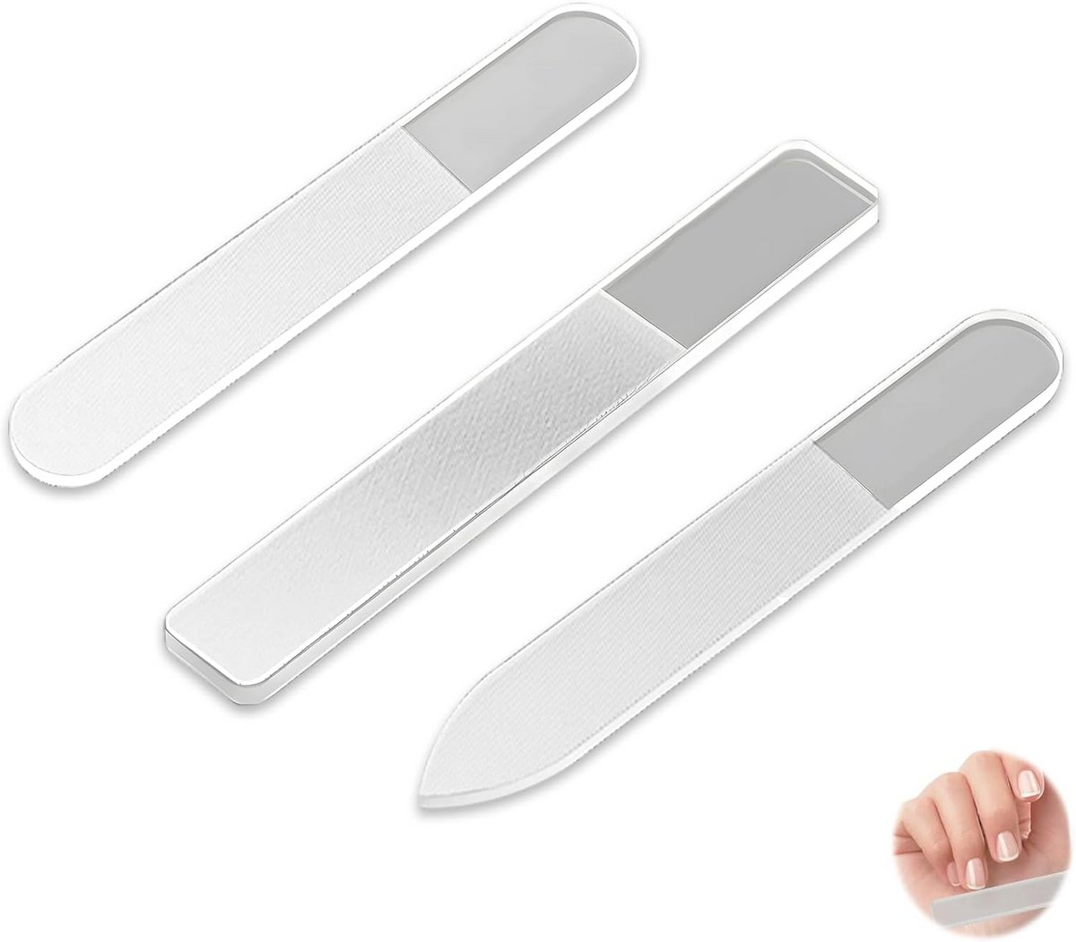 3-delige glazen nagelvijlset voor perfecte nagelverzorging