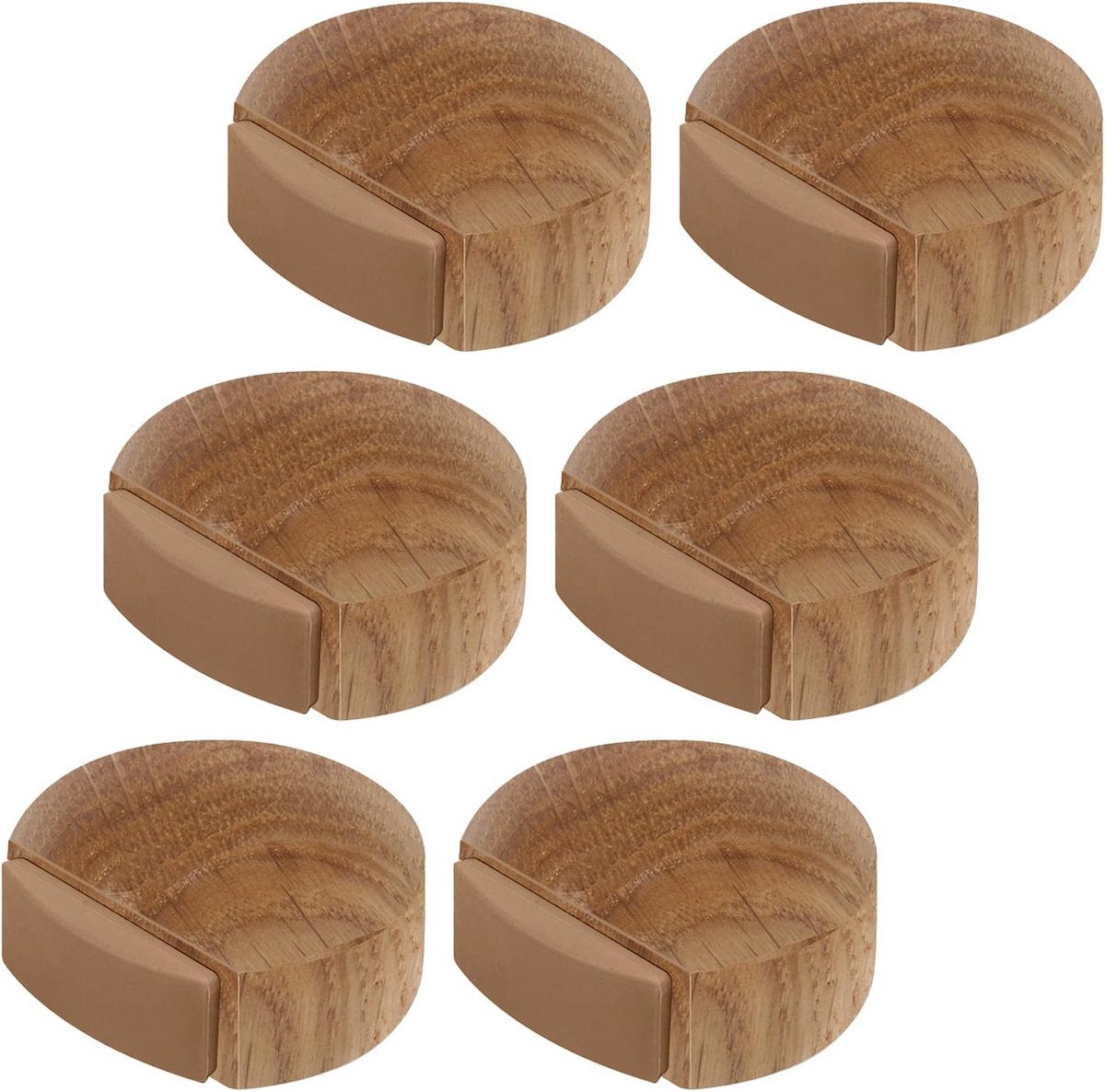 Deurstopper Binnen - Zelfklevende Houten Vloerstoppers (Eiken Natuur) - 6 Stuks