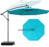 KOMFOTTEU Parasol 300 cm - zweefparasol Solar LED - met zandzakken - met verlichting - draaibaar - kantelbaar - tuinparasol - voor tuinen en balkons