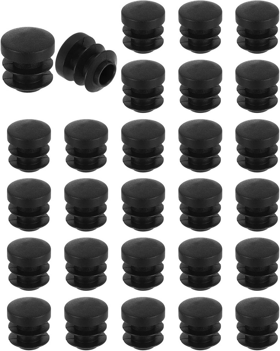 48x Ronde Zwarte Kunststof Afdekdoppen voor Buis 14mm - Beschermdoppen voor Meubelpoten en Leidingen