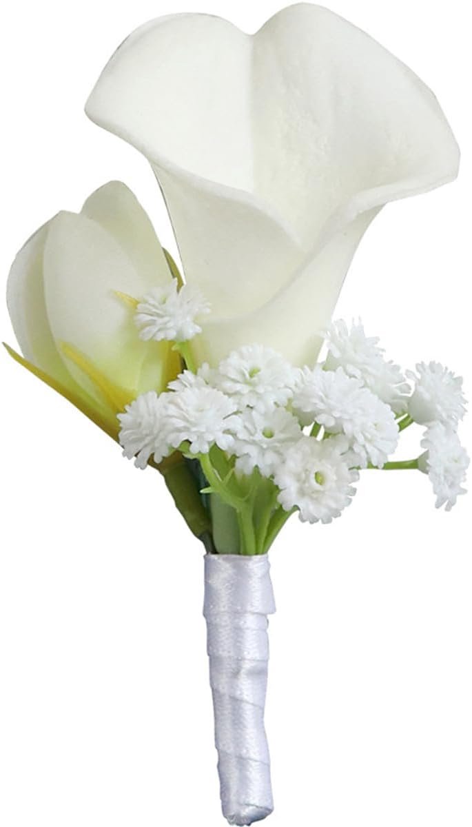 Elegante Witte Calla Lelie Corsage Boutonniere voor Bruiloft en Feest