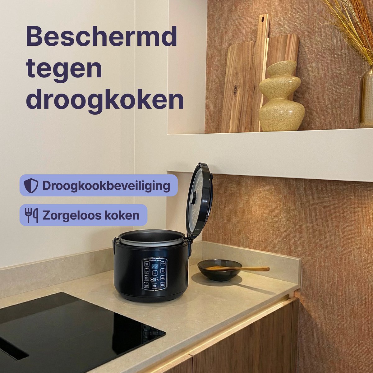 Rijstkoker met Stomer - 1.8L - Slowcooker met Timer - 10 Porties - Multicooker - Rice Cooker - Zwart - Vivid Green – foto 8