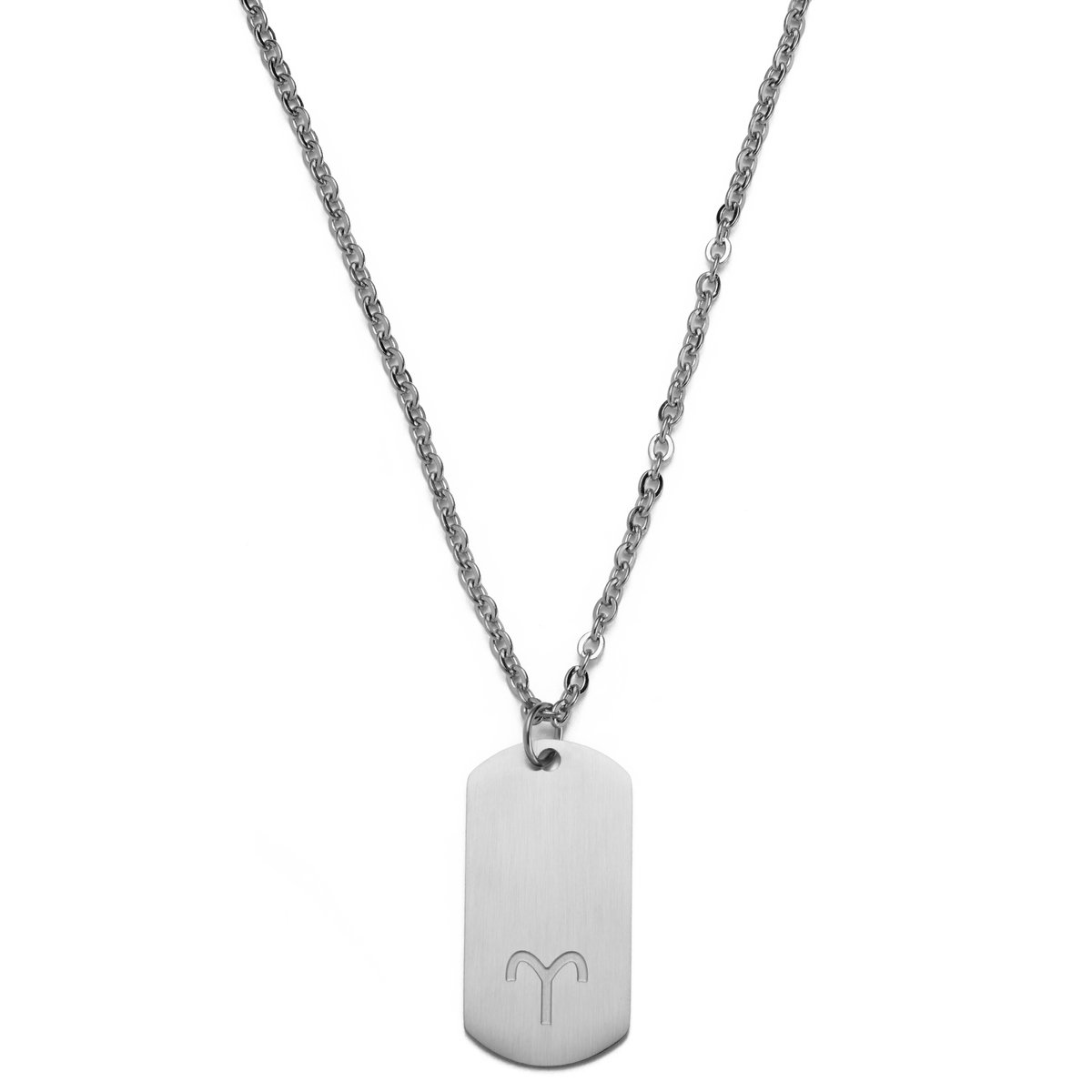 Zilverkleurige Stalen Ketting met Sterrenbeeld Ram