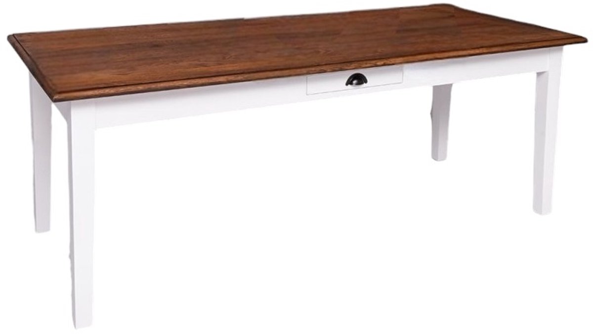 eiken houten eettafel Xavier met lade – 210 cm – rechthoek - wit (PS22)