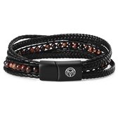 Naxos Leren Armband met Rode Tijgeroog