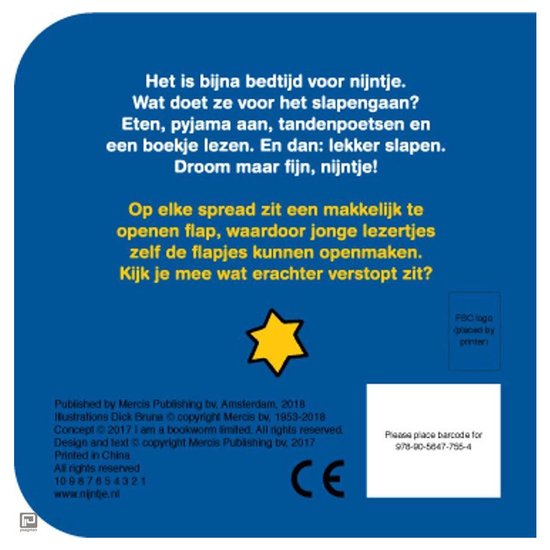 Boek met een blauwe achtergrond, een gele ster, tekst en een barcode.