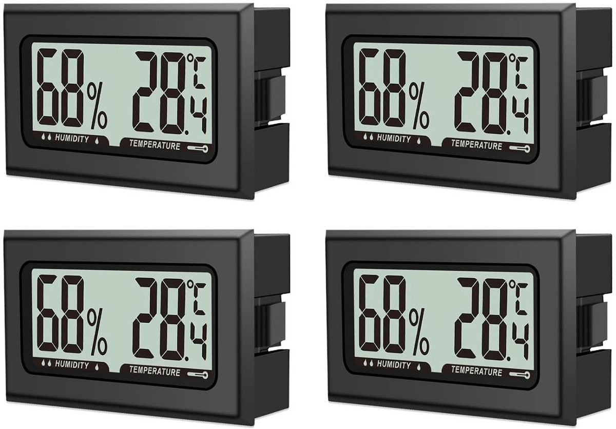 4 Stuks Digitale Hygrometer Thermometer Mini LCD Display voor Binnenleven