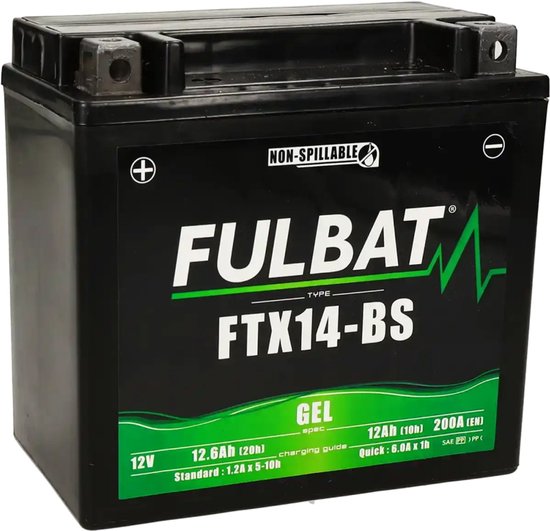 Fulbat YTX14-BS Motor Accu 12V 12.6Ah – Gel Accu | Onderhoudsvrij & Gebruiksklaar