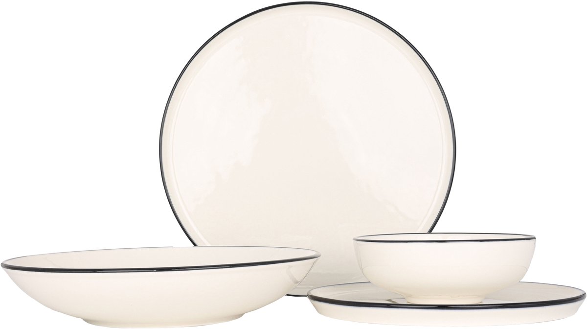 Bonna Serviesset - Linea Black - 24 delig - 6 persoons - Porselein