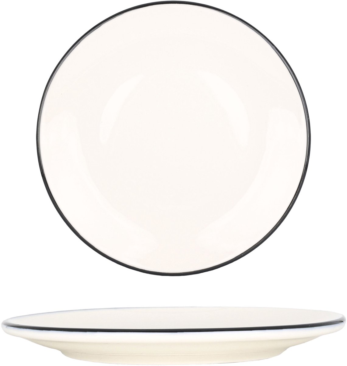 Bonna Dessertbord - Linea Black - Porselein - 21 cm - set van 6