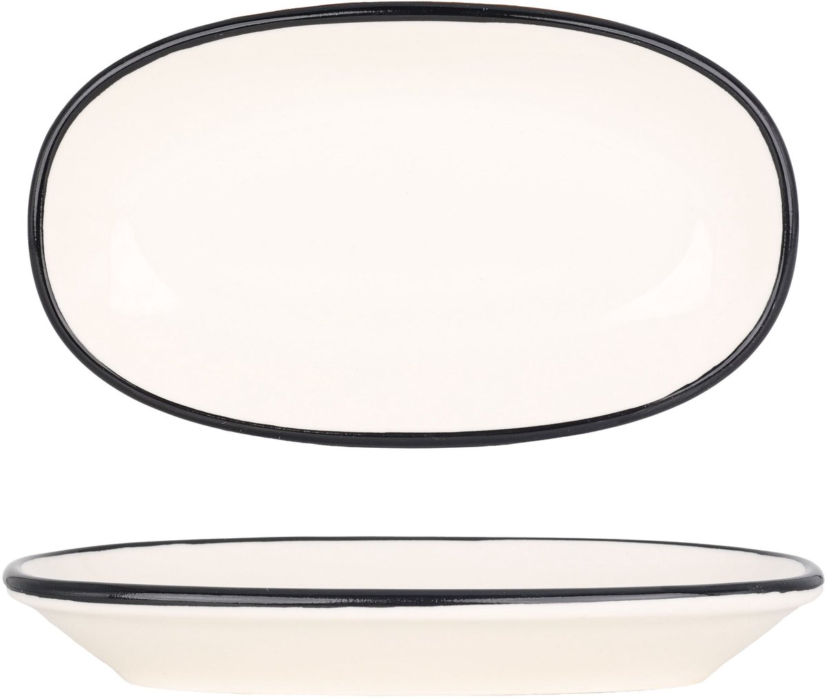 Bonna Serveerschaal - Linea Black - Porselein - 15x8.5 cm - set van 4