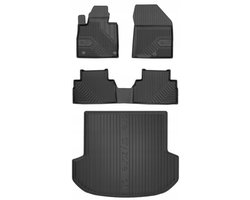 Premium Interieur Beschermset: No.77 Rubberen Mattenset + DryZone Kofferbakmat - Geschikt voor Hyundai Santa Fe IV vanaf 2018 - 5-persoons - TPE - Zwart - FROGUM