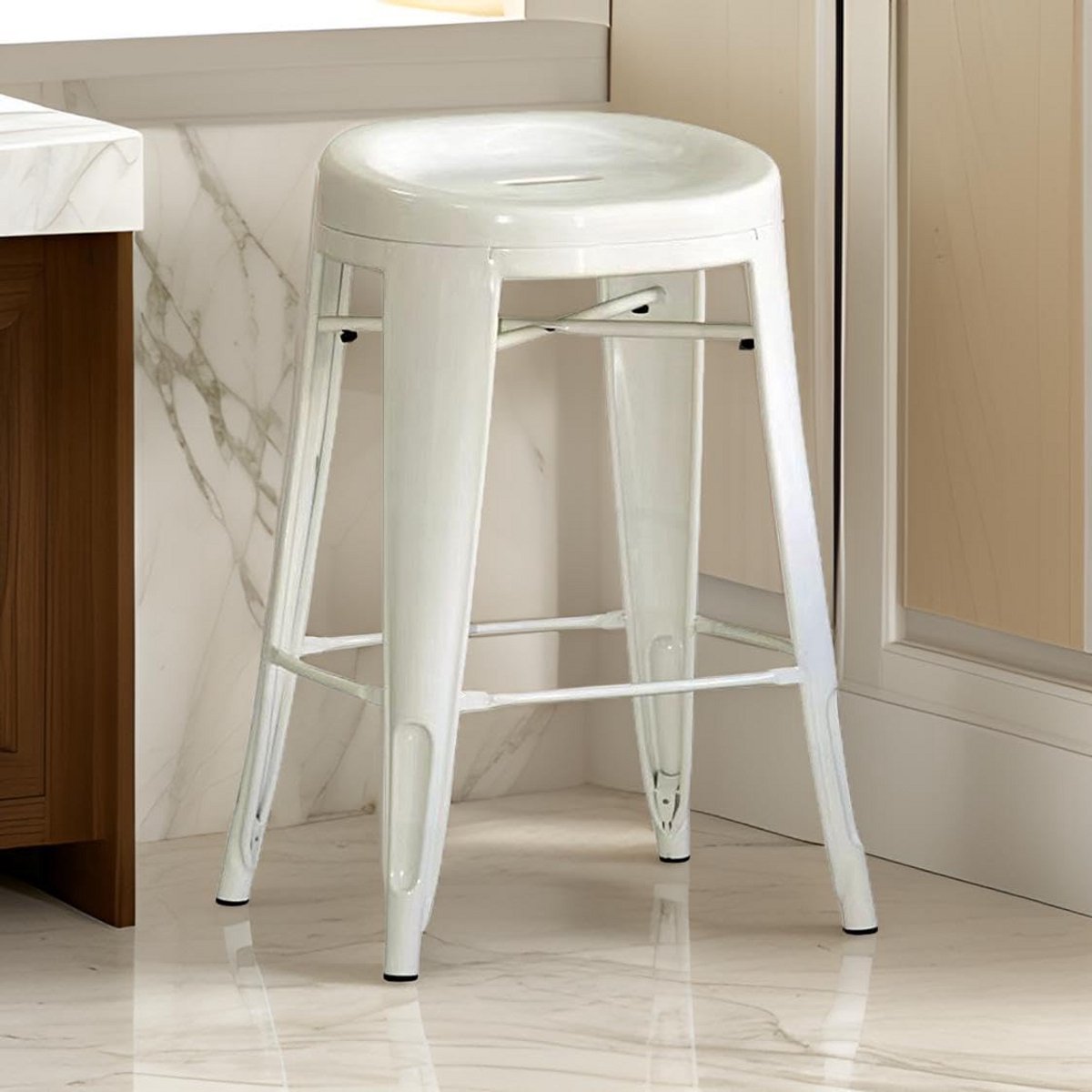 Metalen Stapelbare Kruk Lage Barkruk Bistro Kruk Zithoogte 46 cm