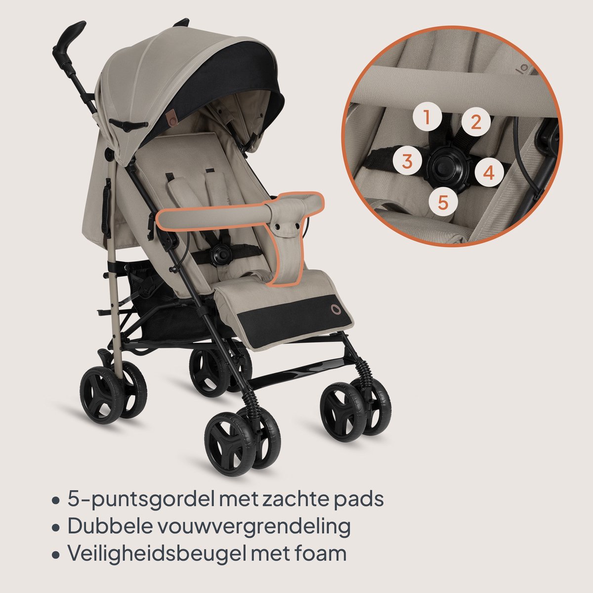 Lionelo Irma - Buggy - Wandelwagen- Lichte 7kg - tot 15 kg - Geveerde wielen - 360° - tot 5 jaar - Opbergmand - Verstelbare handgreep - Snel inklapsysteem - Compact formaat – foto 4