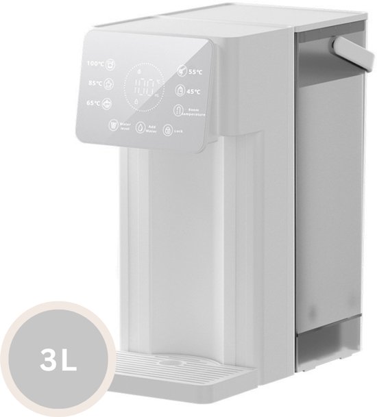 Distributeur d'eau chaude instantanée Livista – 6 températures réglables – 8 volumes d'eau – Réservoir d'eau amovible 3L – Écran tactile LED – Veilleuse économe en énergie – Protection enfants – Compact et pratique - Blanc