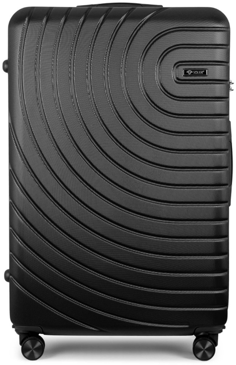 Solier Aventor STL1064 - Reiskoffer middelgroot 24 inch - ABS Plus - Cijferslot - 4 dubbele zwenkwielen - Zwart