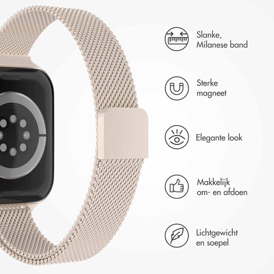 Slank Milanese bandje met sterke magneetsluiting, elegant en licht.