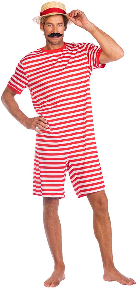 Nostalgisch jaren 20 badpak voor heren rood