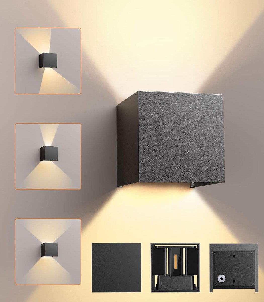 Verstelbare LED Wandlamp 12W - Warm Wit Licht (3000K) - 1000 Lumen - IP65 Waterdicht - Binnen en Buiten