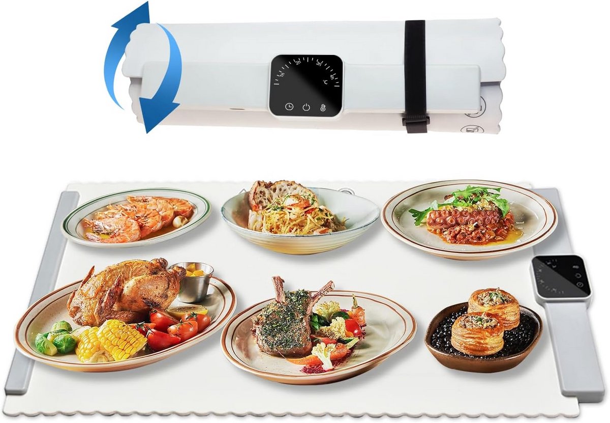 Elektrische Warmhoudplaat XL met 5 standen - Opvouwbaar & Draagbaar Buffetwarmer