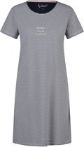 By Louise Dames Lang Nachthemd Korte Mouwen Donkerblauw Gestreept - Maat XL