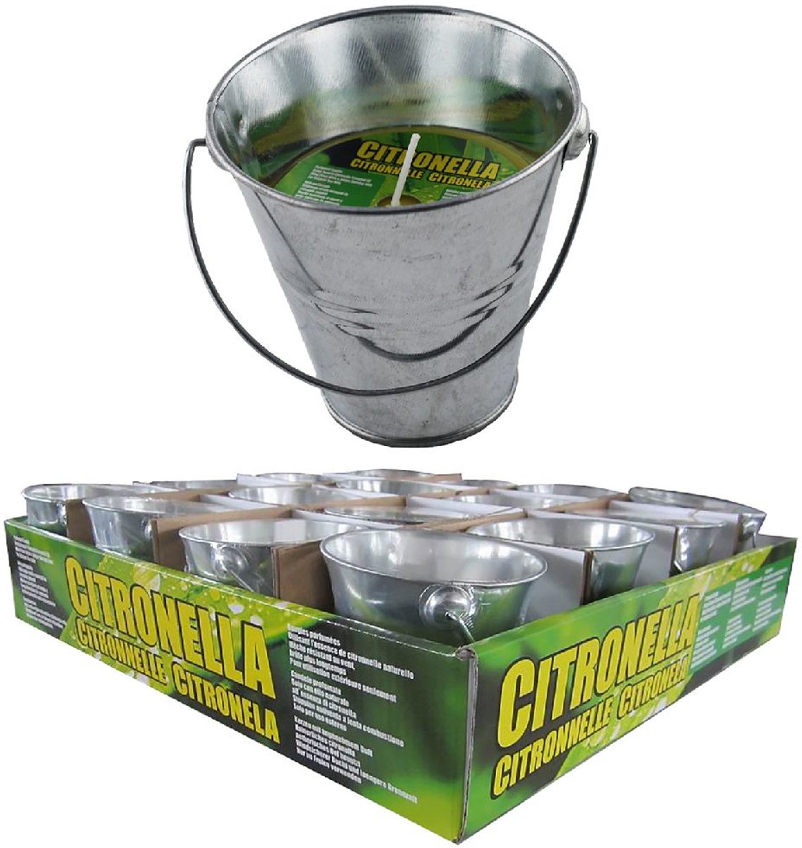 Citronellakaars in Metalen Emmer 9 cm