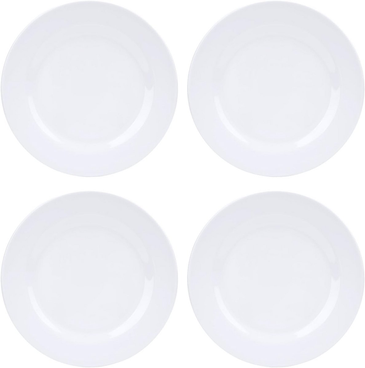 Set van 4 Witte Melamine Dinerborden 23 cm Rond Lichtgewicht