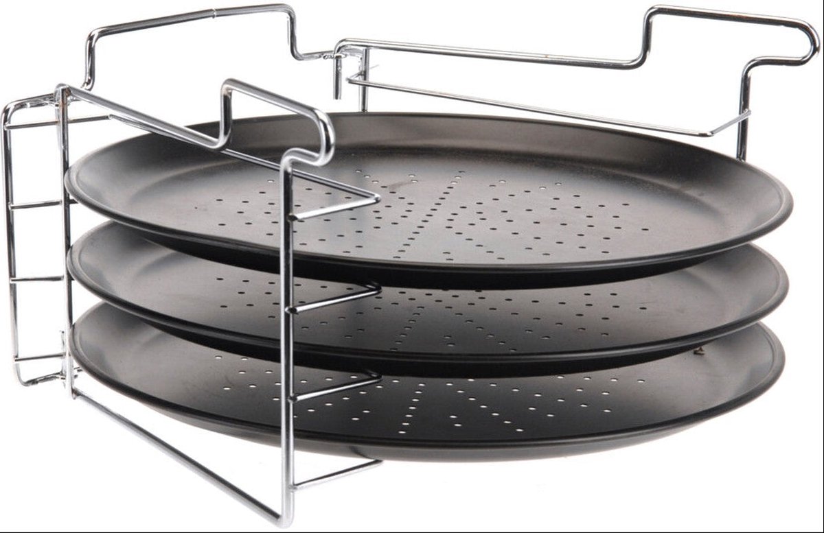 Cookinglife Pizza Bakplaat Ø 32 cm Metaal - Non Stick Set 4-delig