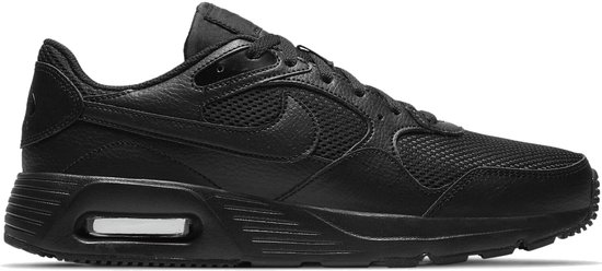 Zwarte Nike Air Max sneaker met mesh en lederen overlays en luchtkussen.