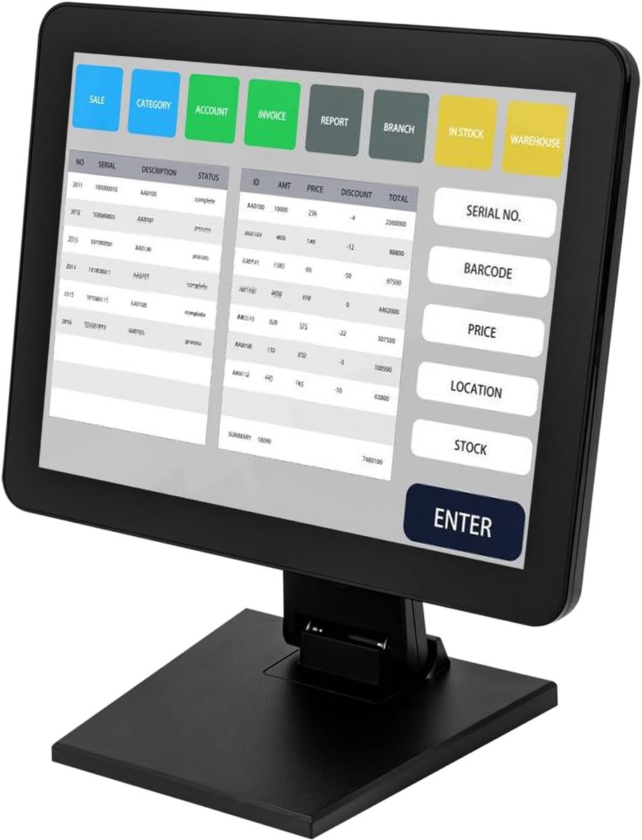 Registratie Kassa - Touchscreen Monitor - Winkel Administratie - 10-punts Capacitief Scherm - 15 Inch - Zwart