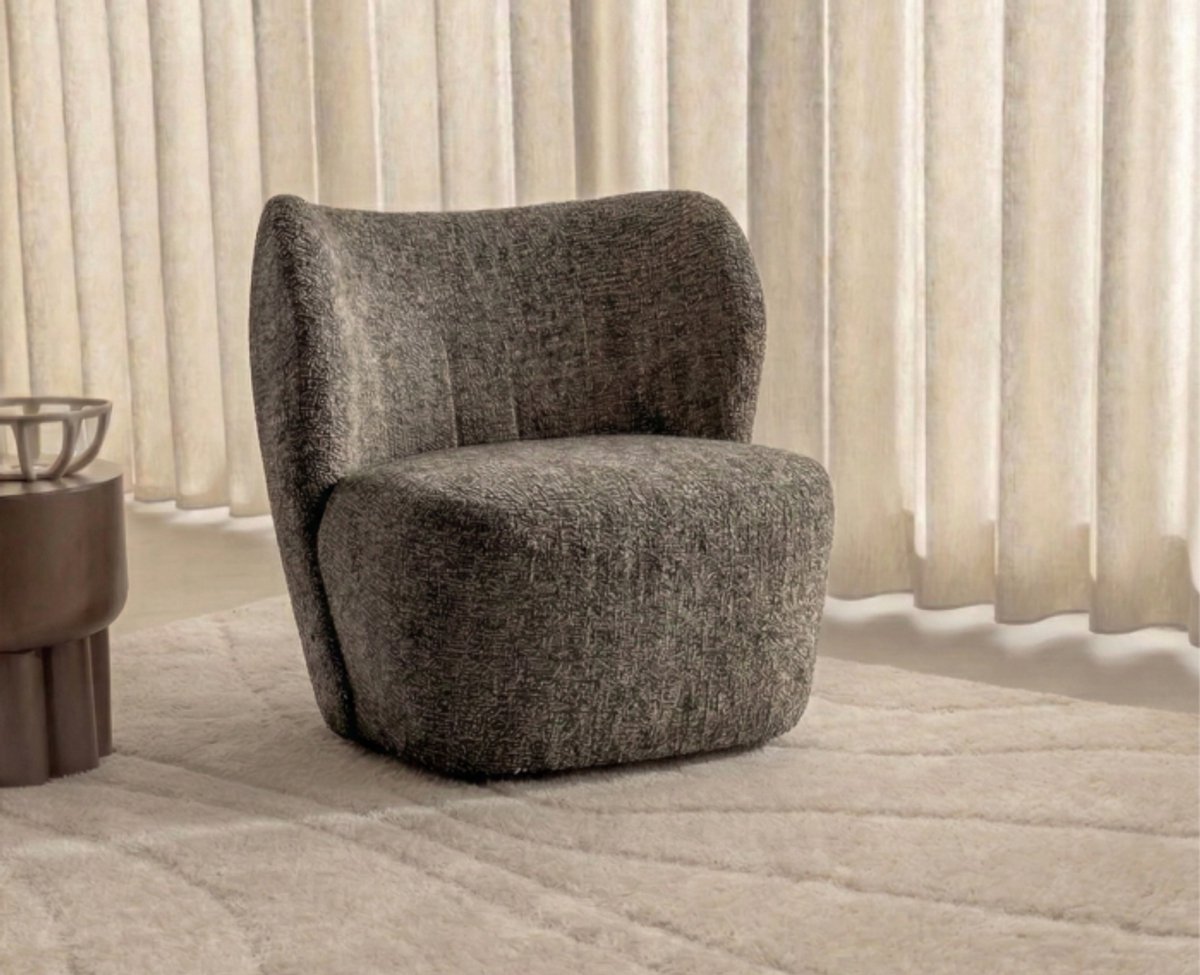 Meubelplaats Fauteuil Riley - Antraciet - Japandi - 75x82x80 cm Antraciet Antraciet