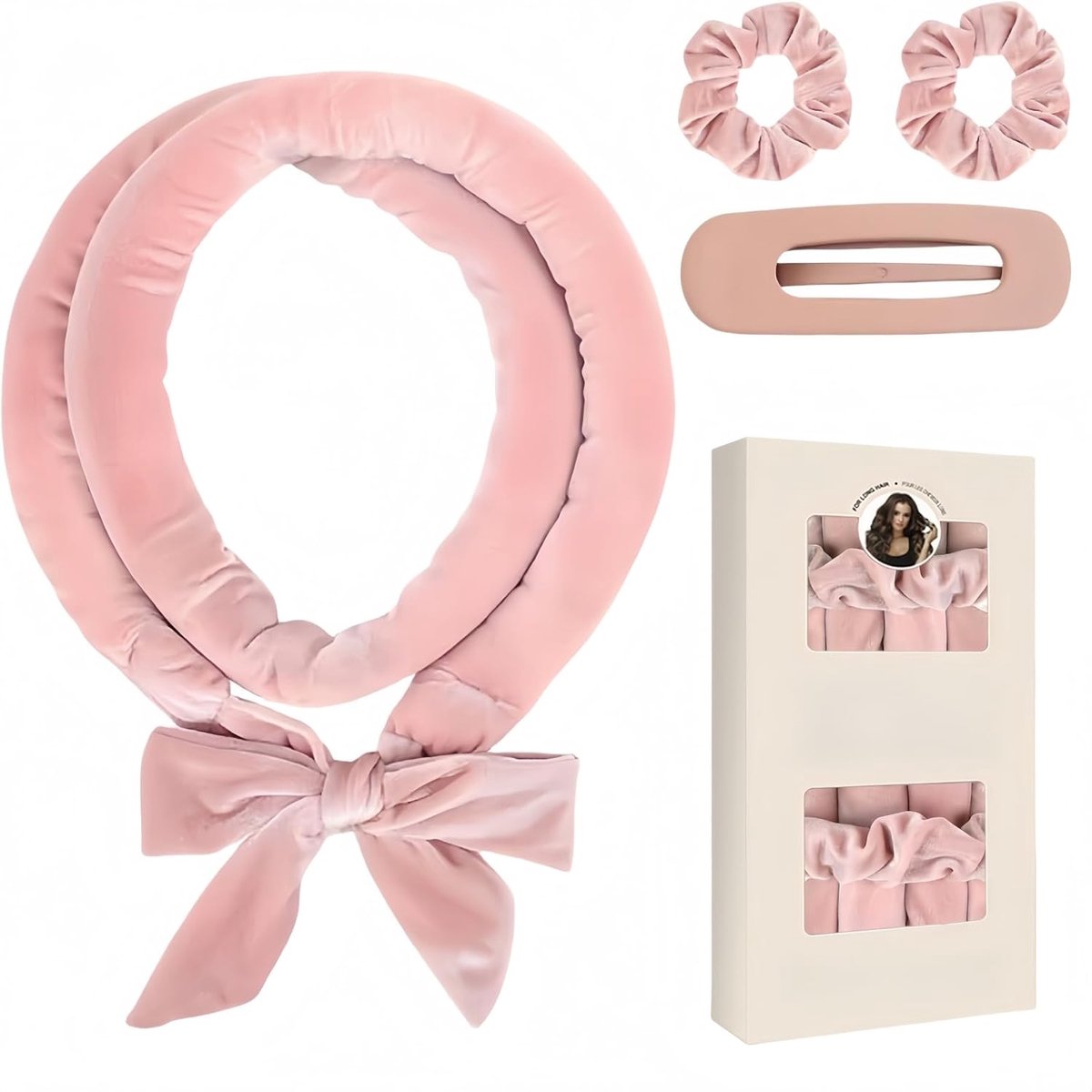 Hittevrije Krulset - Slaap Krullers - Volume Krullen - Zonder Hitte Schade - 160cm Lengte - Roze