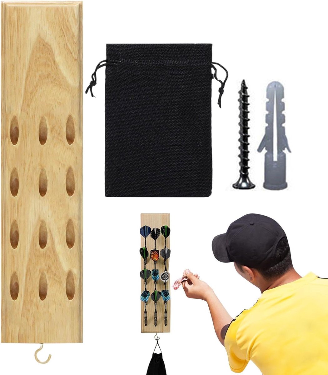 Dart Wandhouder - Dart Opbergrek - Darts Organiseren - Houten Materiaal - 40cm Lengte - Natuurlijk Hout