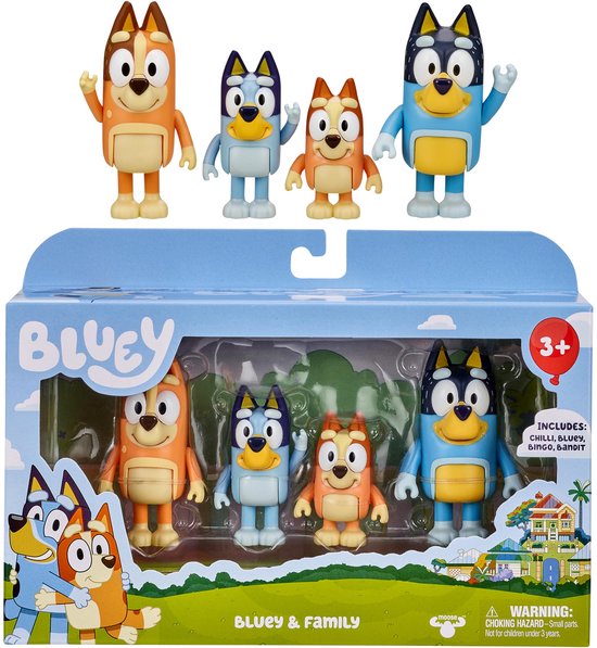 Kraftverdia® Bluey Familie 4-delig Speelset - Beweegbare Figuren met ...