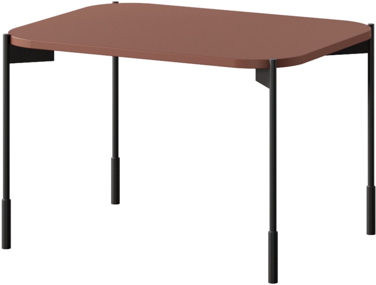 Sonatia rechthoekige salontafel met metalen poten - Modern design | Bordeauxrood | 60x40x45 cm